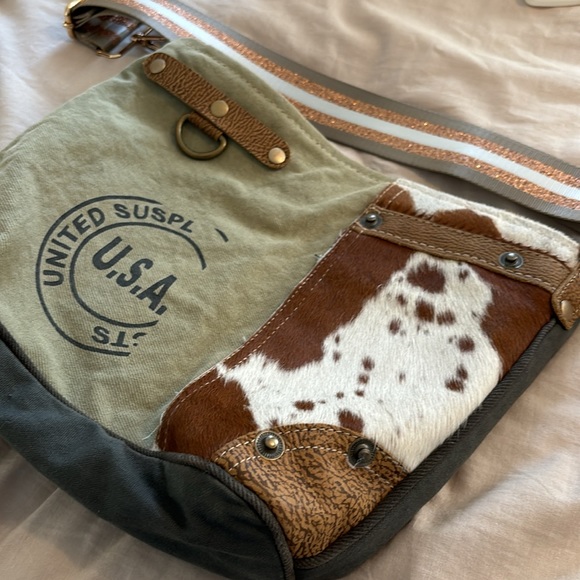 Maya Handbag - cowhide and canvas - Picture 5 of 5